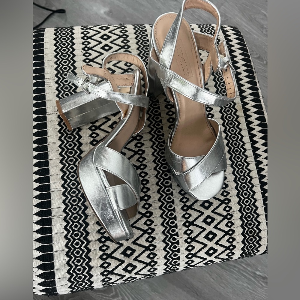 Silver, platform sandals